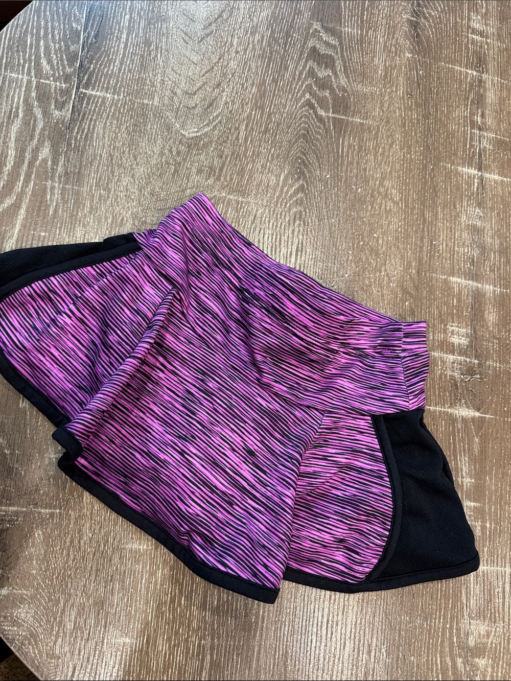 Kids Pink Striped Athletic Shorts with Black Trim